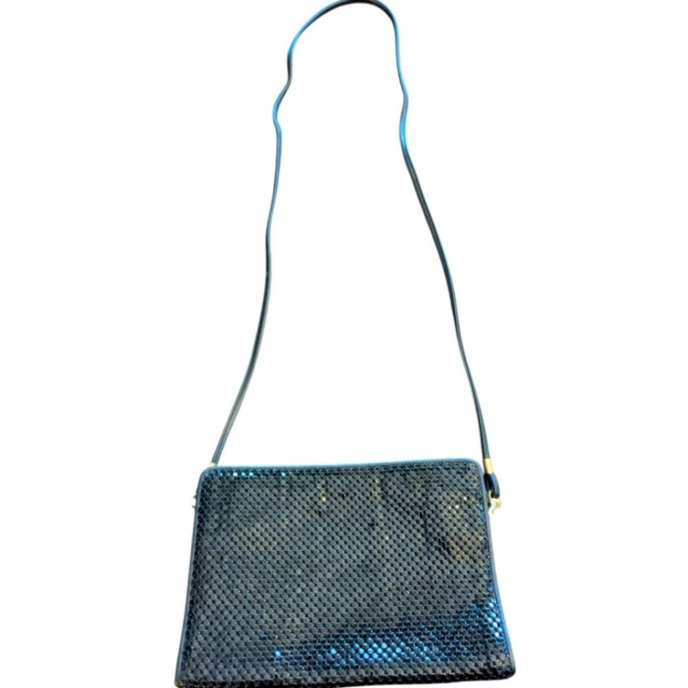 Whiting and Davis crossbody bag, black "chainmail" finish